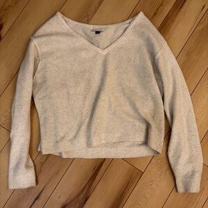 American Eagle V-Neck Cream Sweater